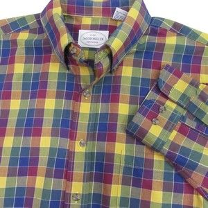 Jacob Miller Mens Button Down Shirt L Multicolor Check Plaid Long Sleeve